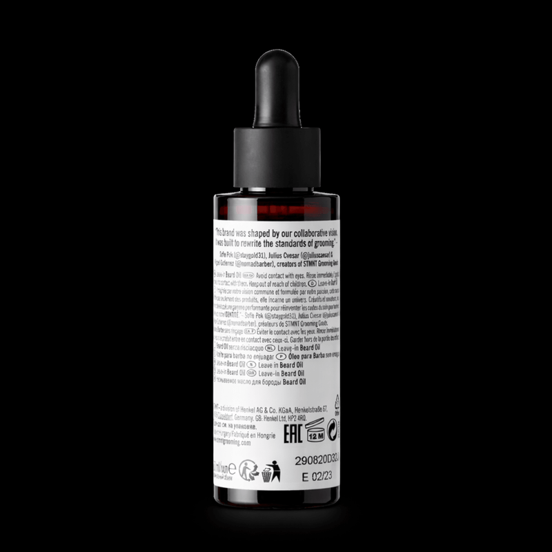 STMNT beard oil ingredients label barber beard care formula for hydration and nourishment Primos Barber Supply