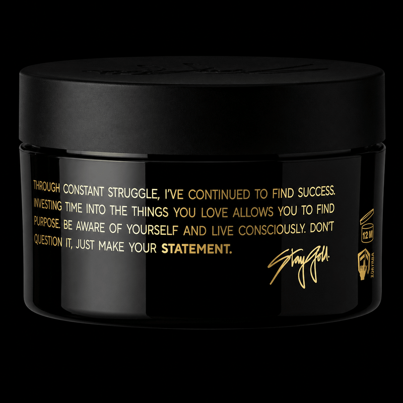 STMNT Fiber Pomade Staygold edition back label and product details