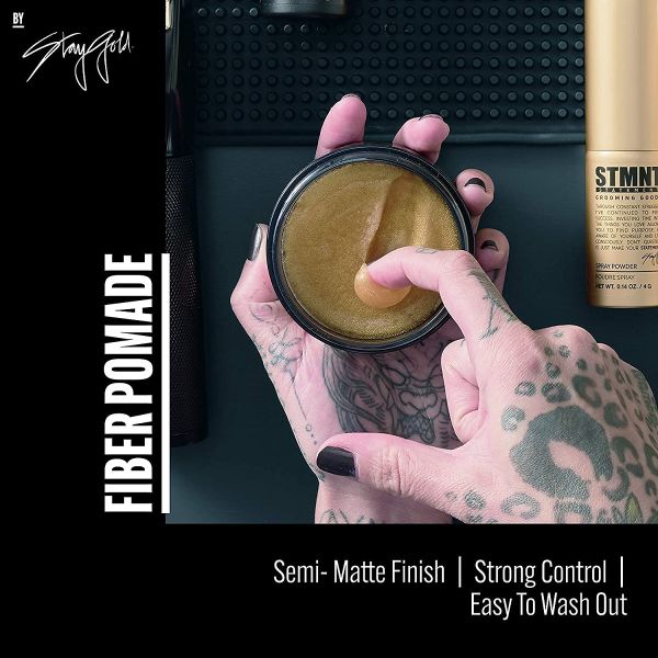 STMNT Fiber Pomade semi matte finish strong control hair styling product