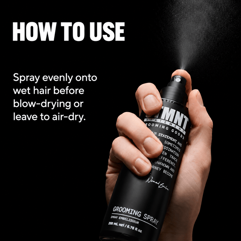 How to use STMNT Grooming Spray before blow drying for volume texture and lightweight control