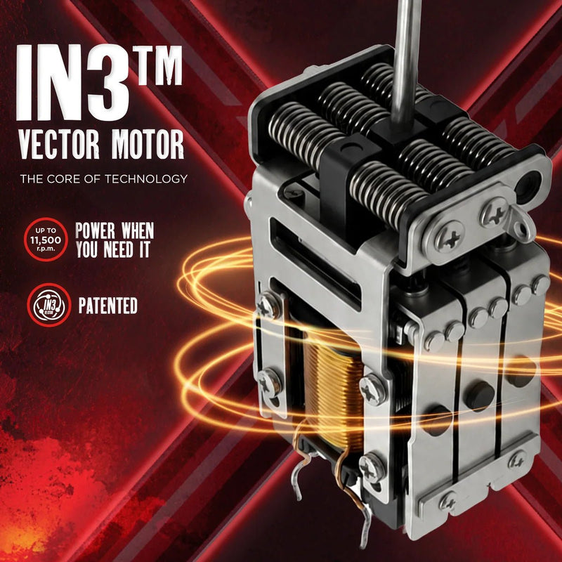 StyleCraft x 360 Jeezy Cordless Trimmer SC423B - patented IN3 Vector Motor cutaway rated up to 11,500 RPM