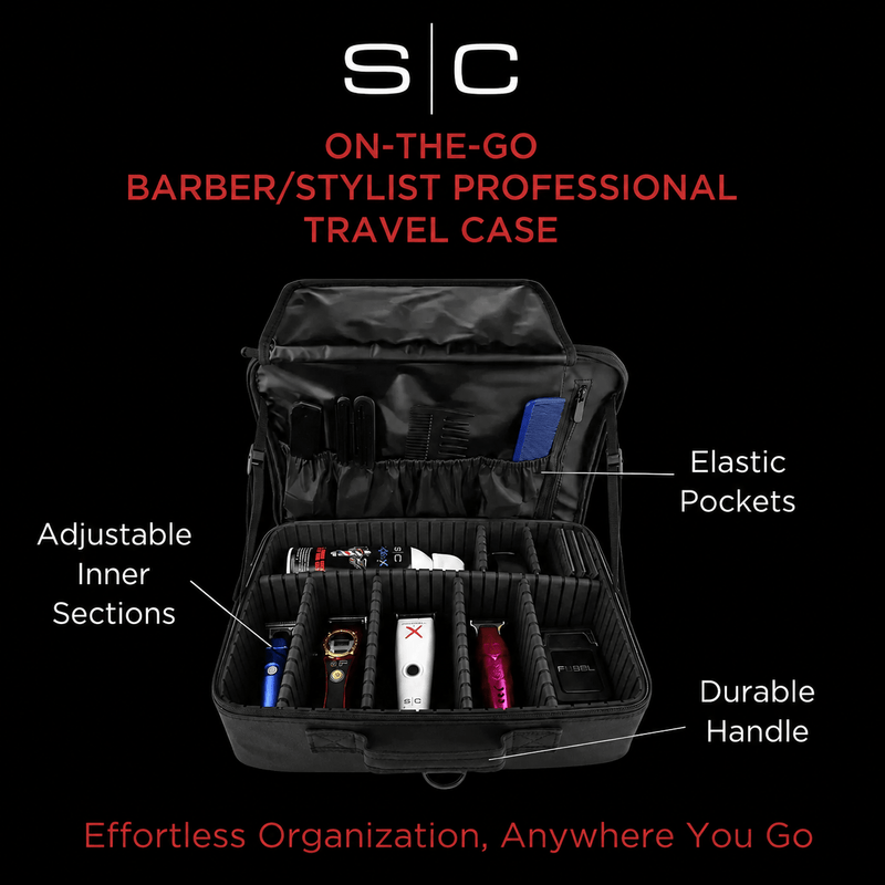 StyleCraft Professional Barber Case – interior tool storage compartments view