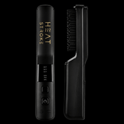 Black hair straightener with digital display on a white background