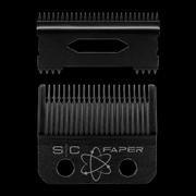 Two black hair clipper combs with 'S.C. Faper' branding on a clear background