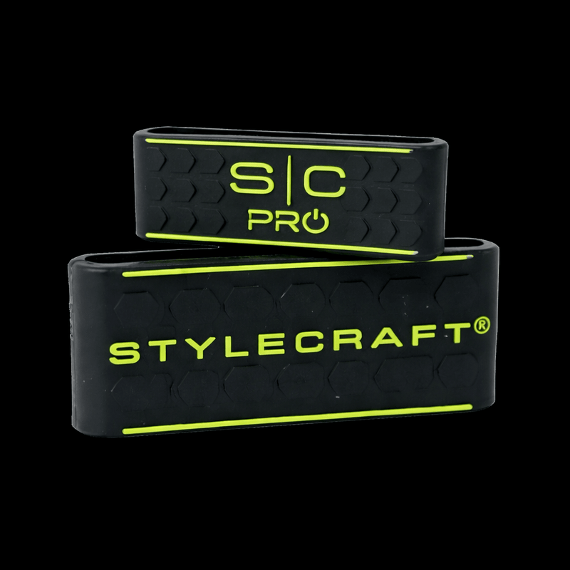 StyleCraft Clipper and Trimmer Grips Black and Yellow SC317 front view