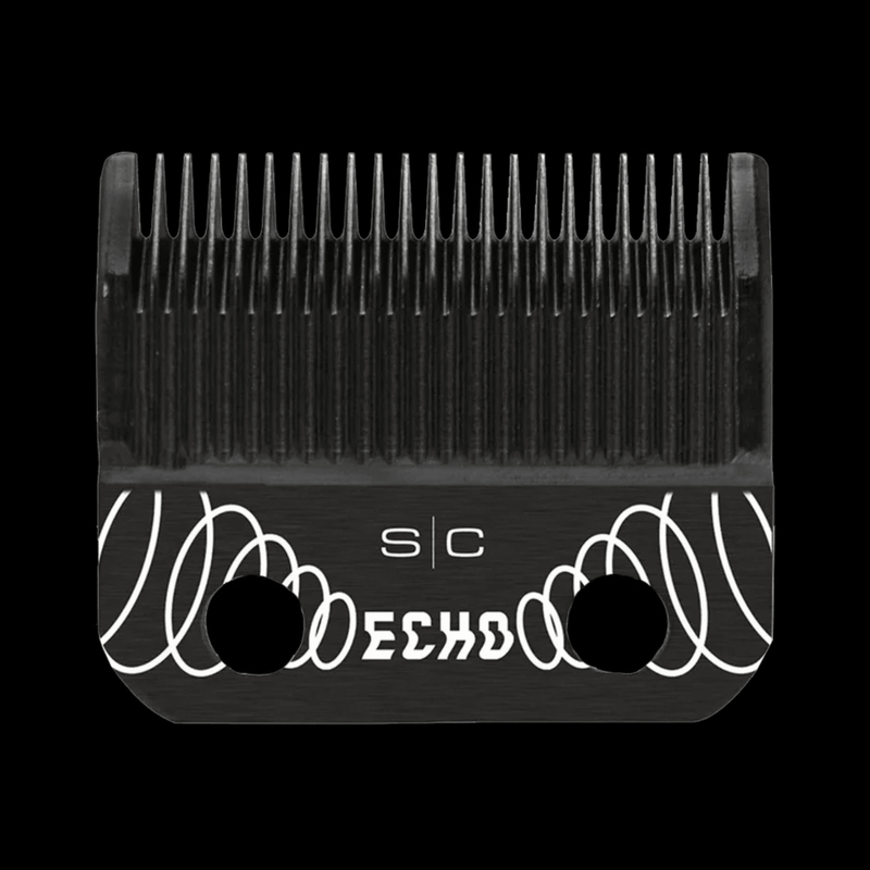 Black hair clipper comb with 'S/C Echo' branding on a clear background