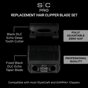 StyleCraft Echo taper blade black DLC features including zero gap adjustment durability and professional cutting performance