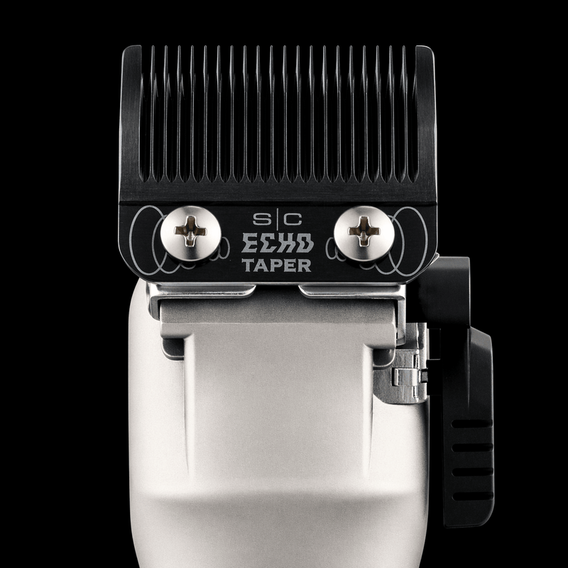 StyleCraft Echo taper blade installed on clipper for precision fading blending and professional barber cutting performance