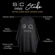 StyleCraft Extra-Long Kick Covers Cape Black front view