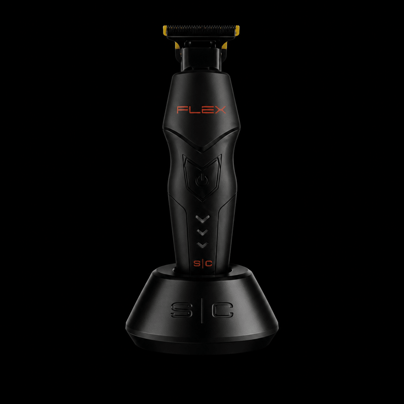 Black electric shaver with 'FLEX' branding on a black background