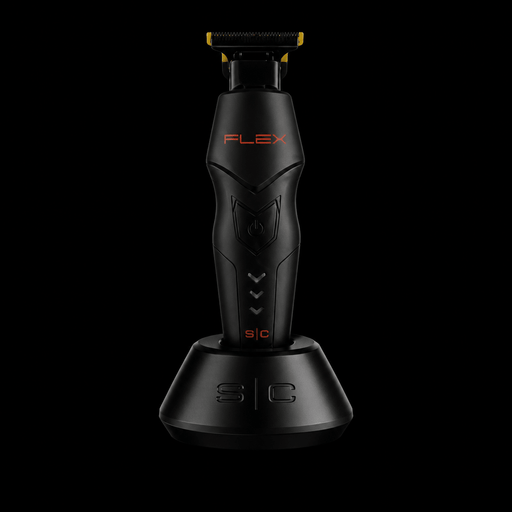 Black electric shaver with 'FLEX' branding on a black background
