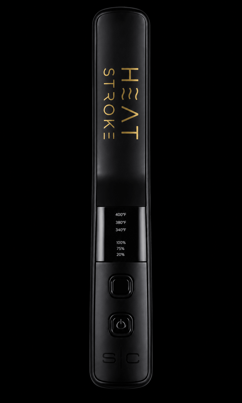 Black electronic device with 'Heat Stroke' branding on a black background