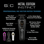 Professional IN2 Vector Motor Trimmer with features highlighted on a black background