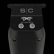 Black trimmer head with 'SC' and 'X-Pro' branding on a clear background