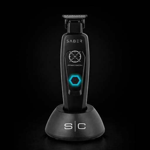 Saber grooming tool on a black background