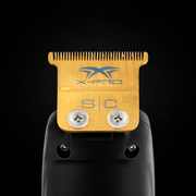 Hair trimmer head with 'X-Pro' branding on a black background