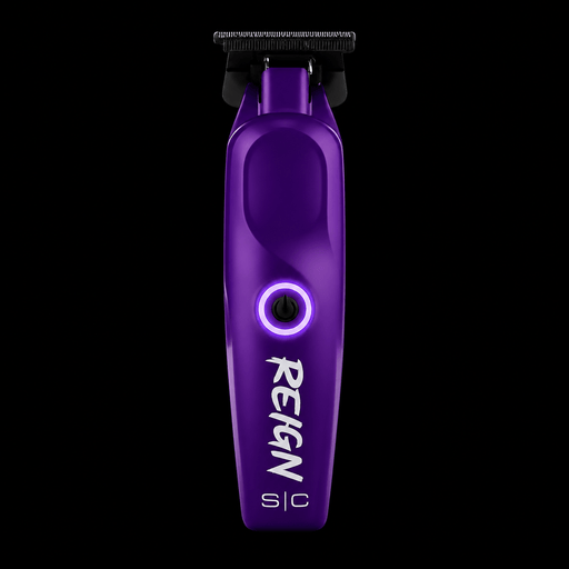 StyleCraft Purple Reign Professional Cordless Hair Trimmer front view with black DLC blade.