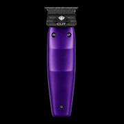 Rear view of StyleCraft Purple Reign professional cordless trimmer showing X-Pro blade assembly.