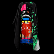StyleCraft Radioactive Black Barber Cape front product photo on black background for Primos Barber Supply