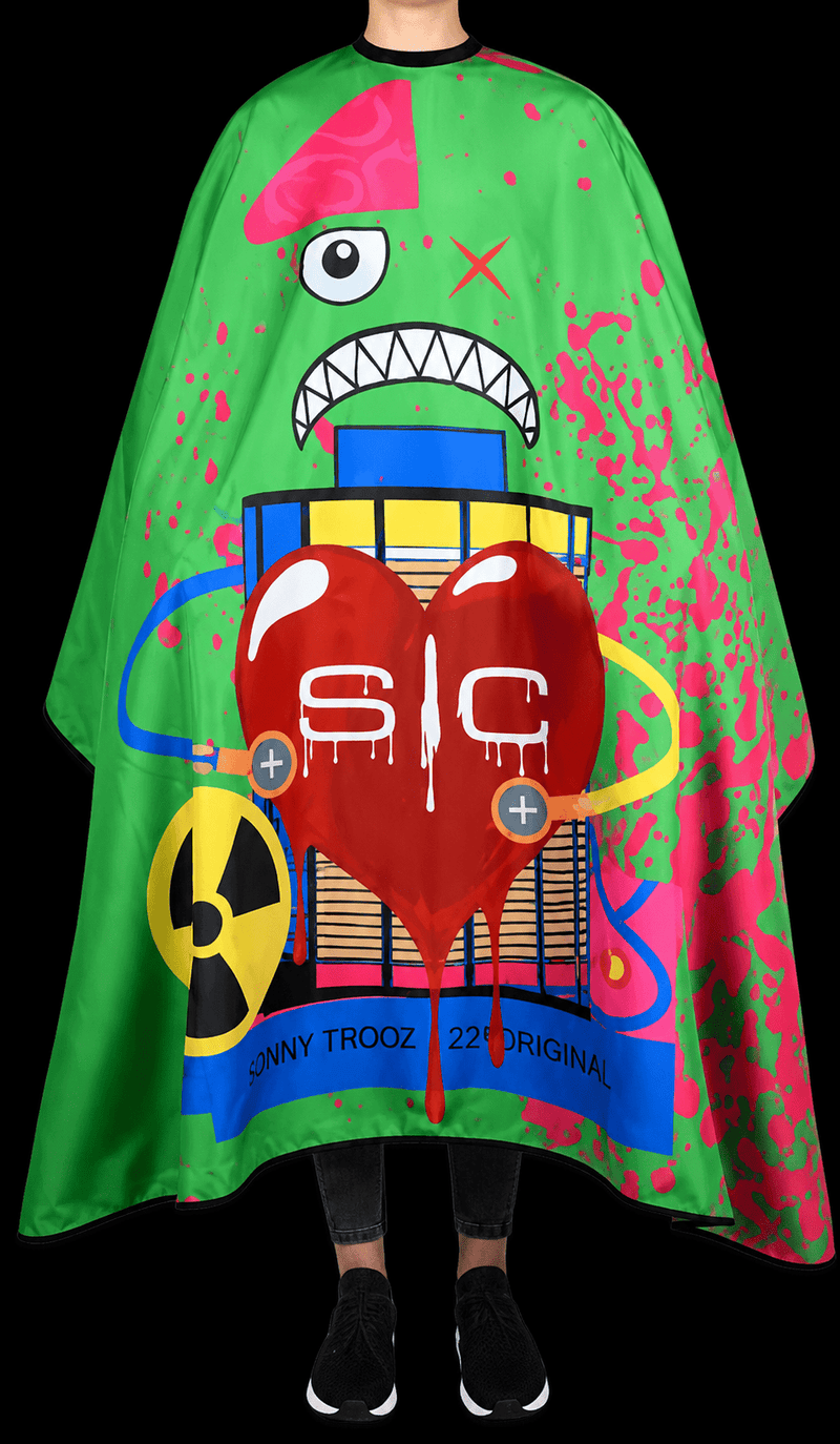 StyleCraft Radioactive Green Barber Cape professional cutting cape