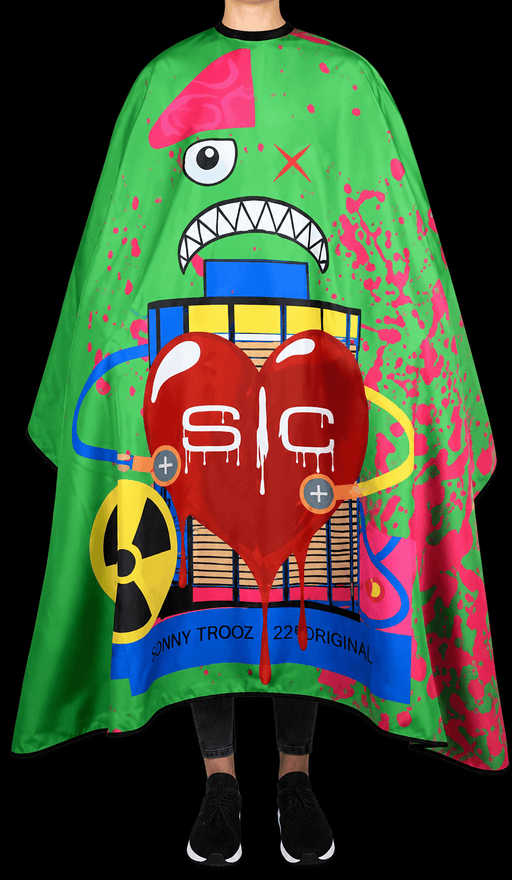 StyleCraft Radioactive Green Barber Cape professional cutting cape