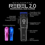 StyleCraft Rebel 2.0 professional hair clipper features and specifications