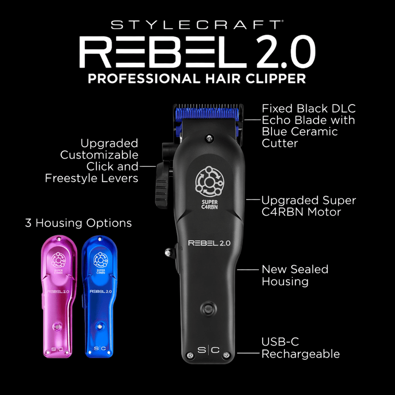 StyleCraft Rebel 2.0 professional hair clipper features and specifications