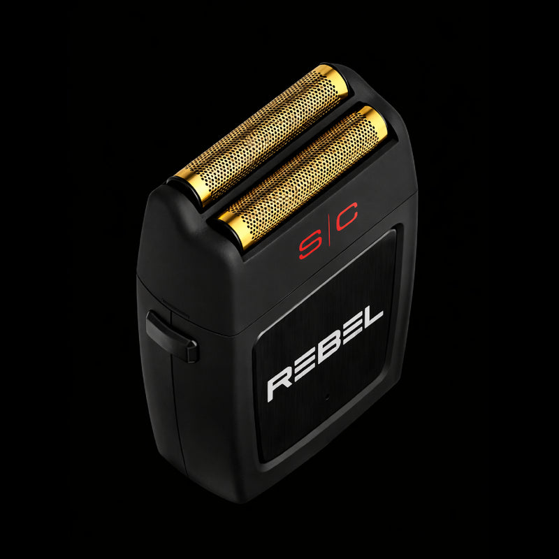 StyleCraft Rebel electric foil shaver top view gold titanium foil head