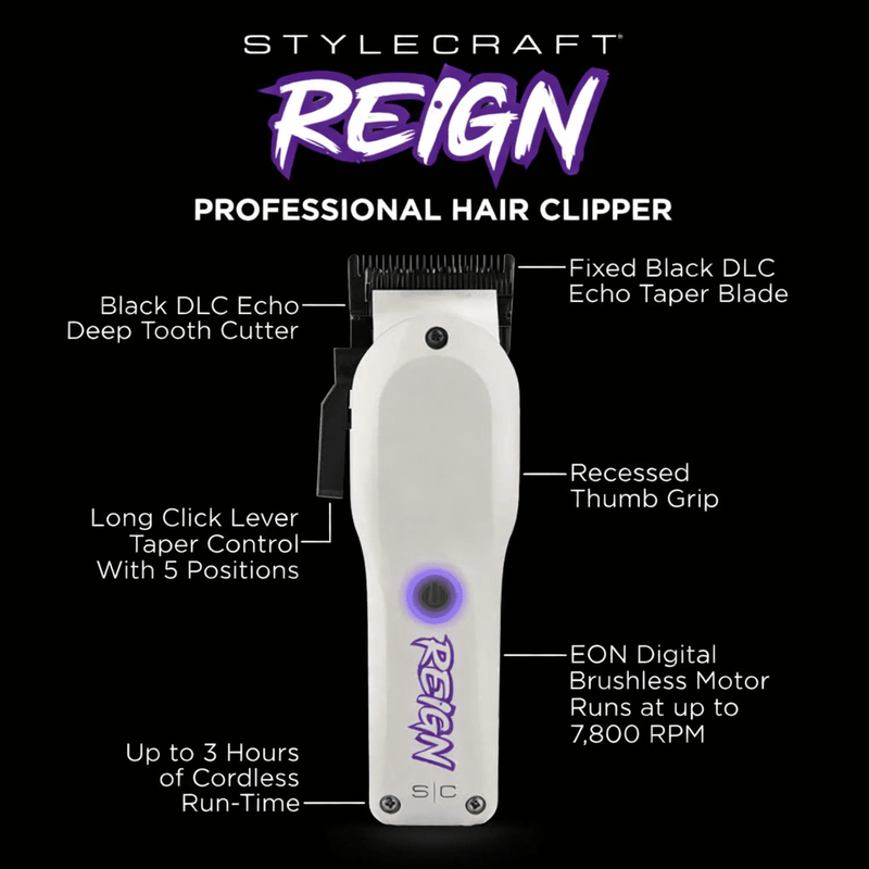 StyleCraft Reign cordless clipper professional barber tool