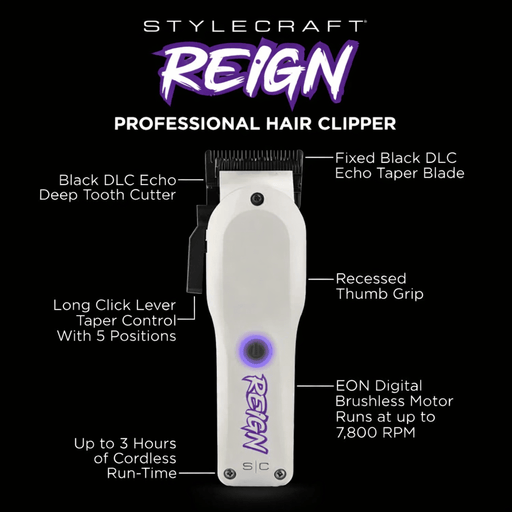 StyleCraft Reign cordless clipper professional barber tool