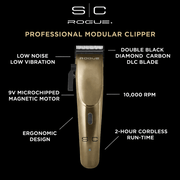 StyleCraft Rogue professional modular clipper features 10000 rpm DLC blade low vibration
