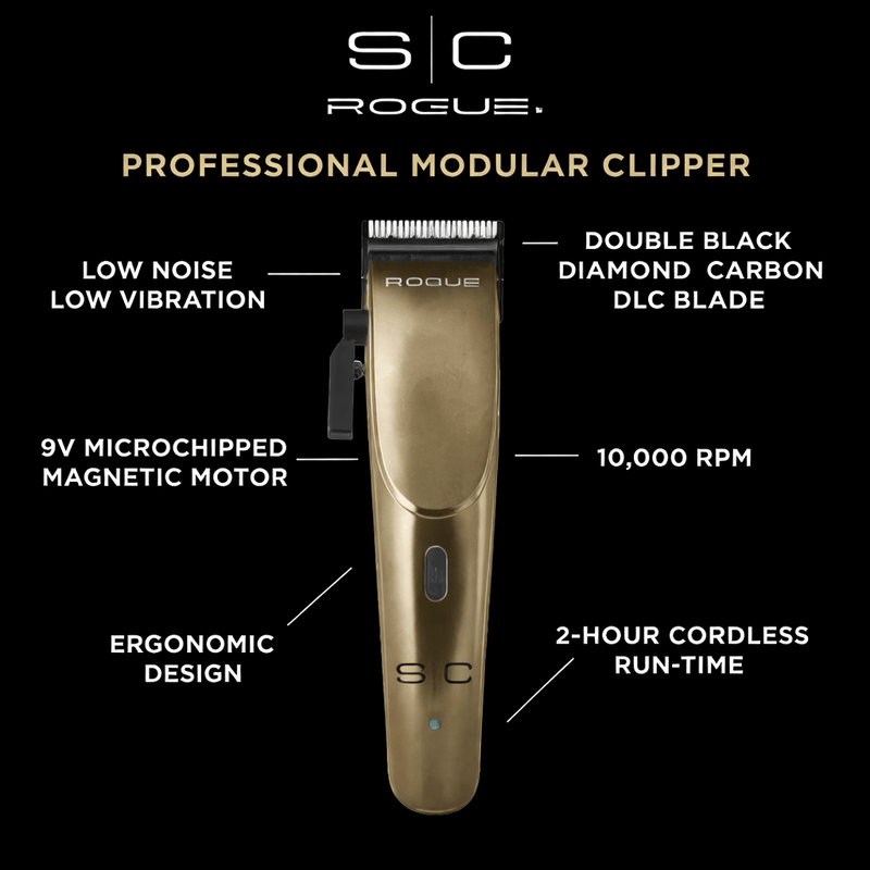 StyleCraft Rogue professional modular clipper features 10000 rpm DLC blade low vibration