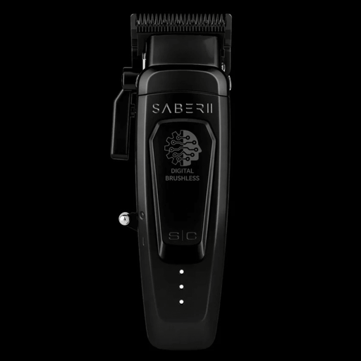 StyleCraft Saber 2.0 black cordless professional clipper size comparison infographic