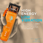 StyleCraft Saber 2.0 orange clipper premium design with removable drop top and heavy-duty full metal body