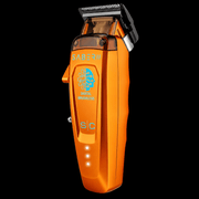StyleCraft Saber 2.0 orange clipper angled right view with translucent top housing and Saber II logo on black background