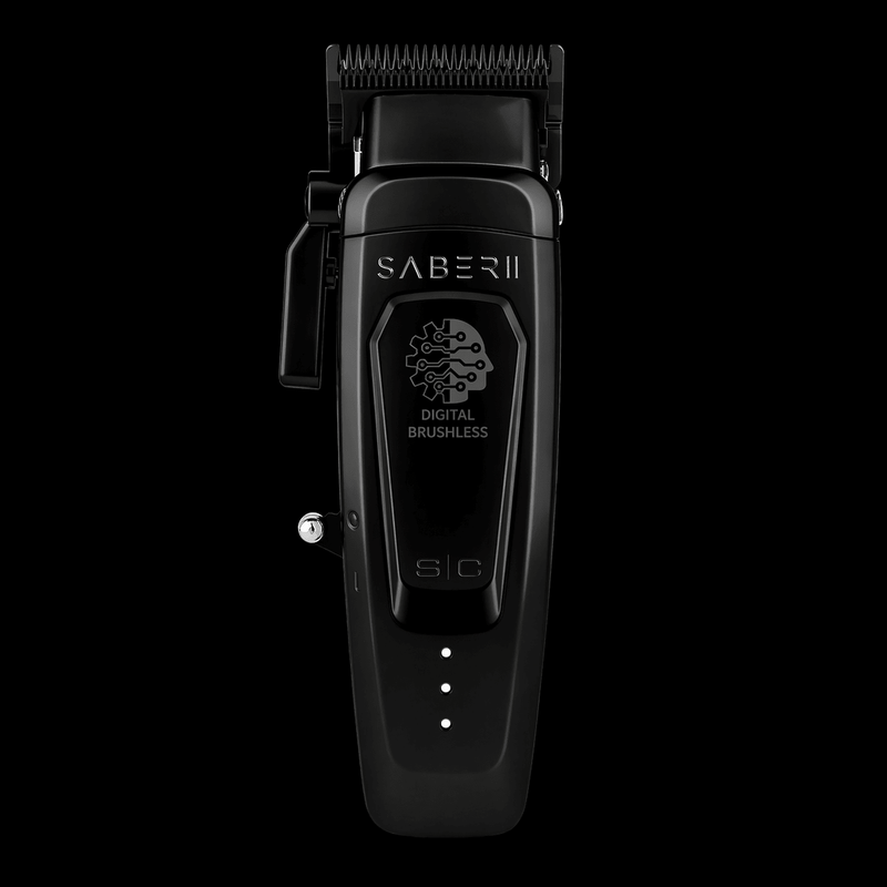 StyleCraft Saber 2 black clipper with digital brushless motor professional barber hair clipper for fades and bulk cutting