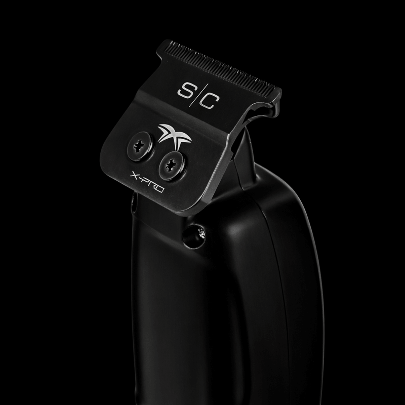 Black hair trimmer with 'S/C' and 'X-Pro' branding on a black background