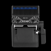 StyleCraft SC554B black DLC Echo blade with blue ceramic cutter installed on a clipper