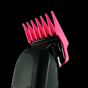 StyleCraft pink tight magnetic clipper guard attached to clipper blade for close fades