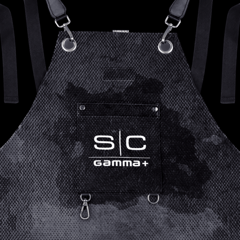 StyleCraft Waterproof Apron with Crossback Strap Black Camo SC341B worn view