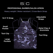 StyleCraft Waterproof Apron with Crossback Strap Black Camo SC341B detail view