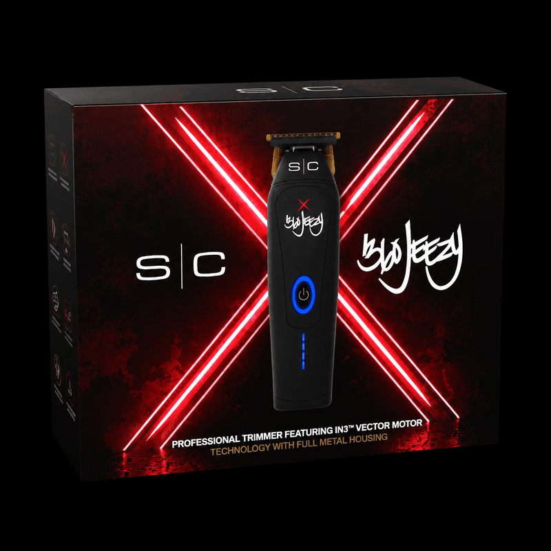 StyleCraft x 360 Jeezy cordless trimmer retail box - IN3 Vector Motor, full metal housing, black and red packaging