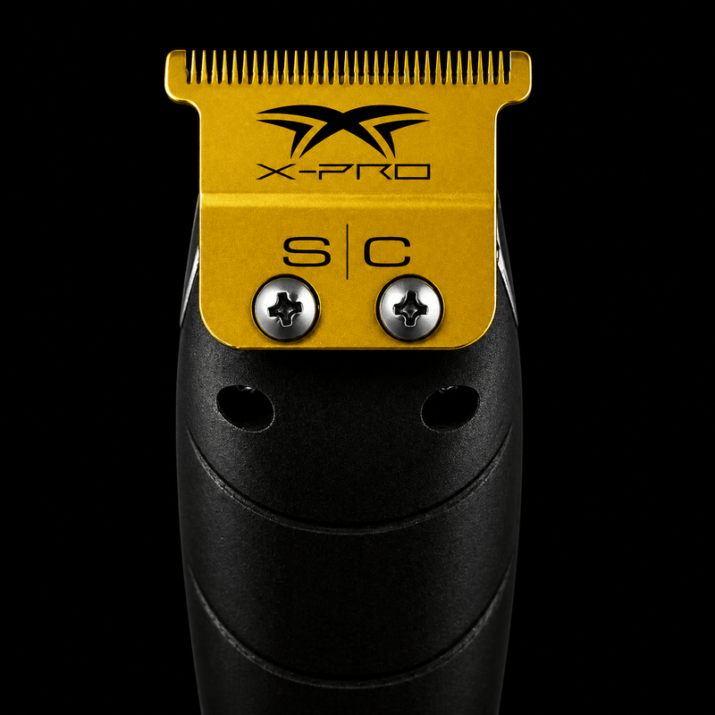 StyleCraft X-PRO Gold Titanium Trimmer Blade SC523GB installed