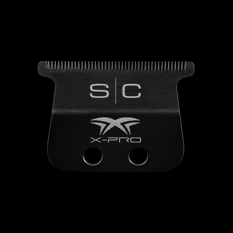 Black comb blade with 'SC' and 'X-Pro' branding on a black background