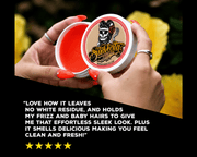 Suavecita Medium Hold Water-Based Hair Pomade – open jar top view showing texture
