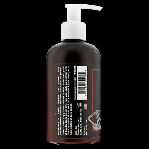 Suavecito Hair Cream – back label view on black background