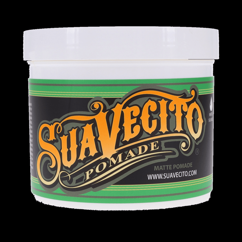 Suavecito Matte Pomade 32 oz front product photo on a black background