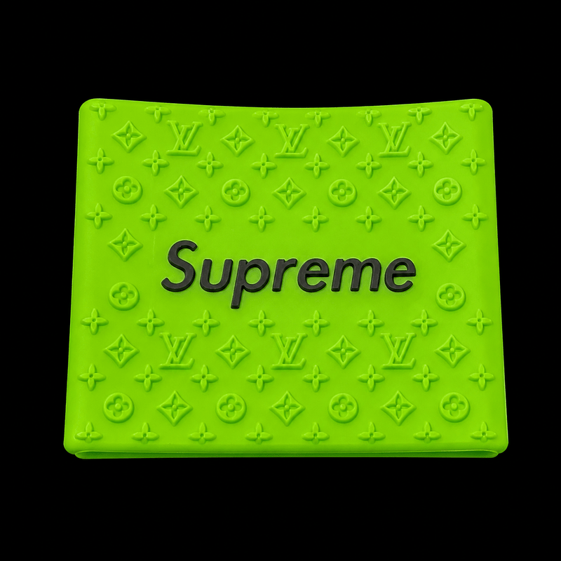 Supreme Clipper Grip in lime green with black logo — silicone monogram barber clipper grip