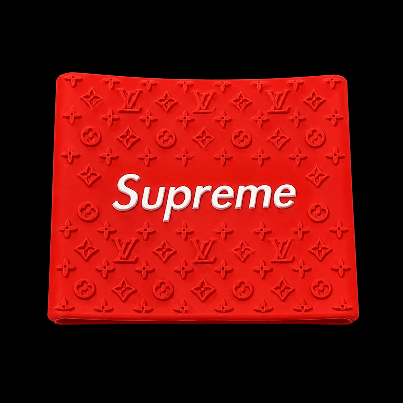Supreme Clipper Grip in red with white logo — silicone monogram barber clipper grip
