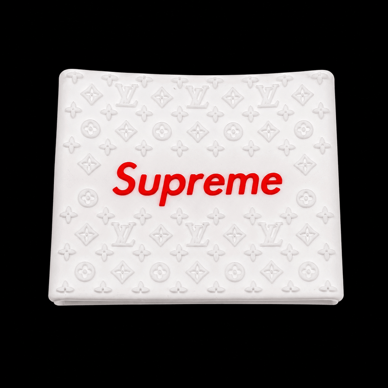 Supreme Clipper Grip in white with red logo — silicone monogram barber clipper grip